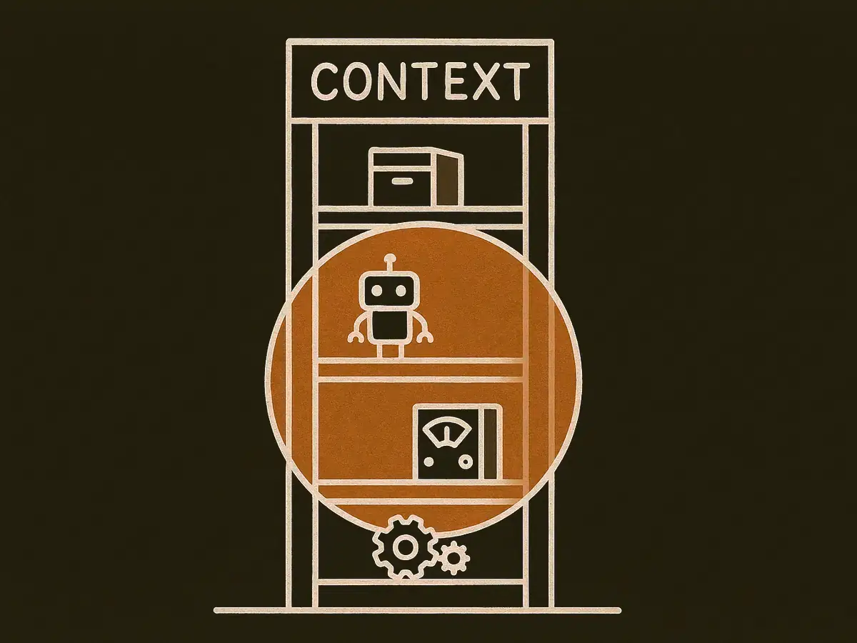 A large sphere has absorbed three of four shelves of small machines; the top shelf, holding one card-index box, stands apart above it.